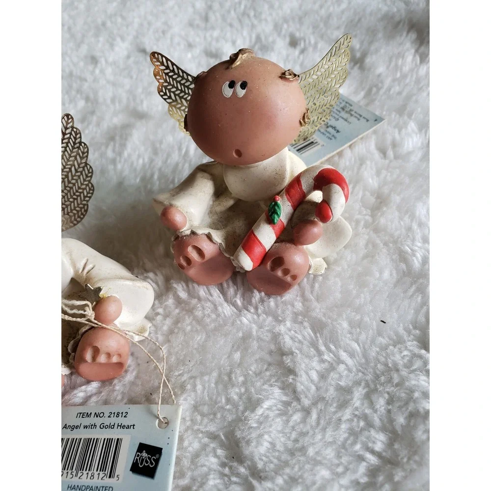 Lot of 2 Kirks Kritters Angel Cheeks Ornaments Russ 2001 Item 21812 ,‎ & 22796